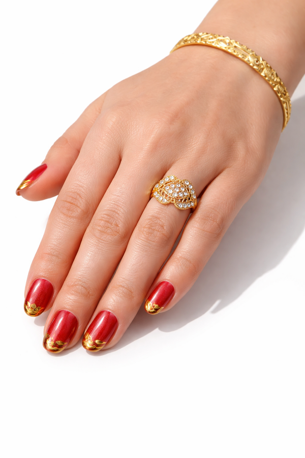 Royal Crimson Gold Press-On Nails – 24 Pc Luxury Nail Set - The Nail Bar